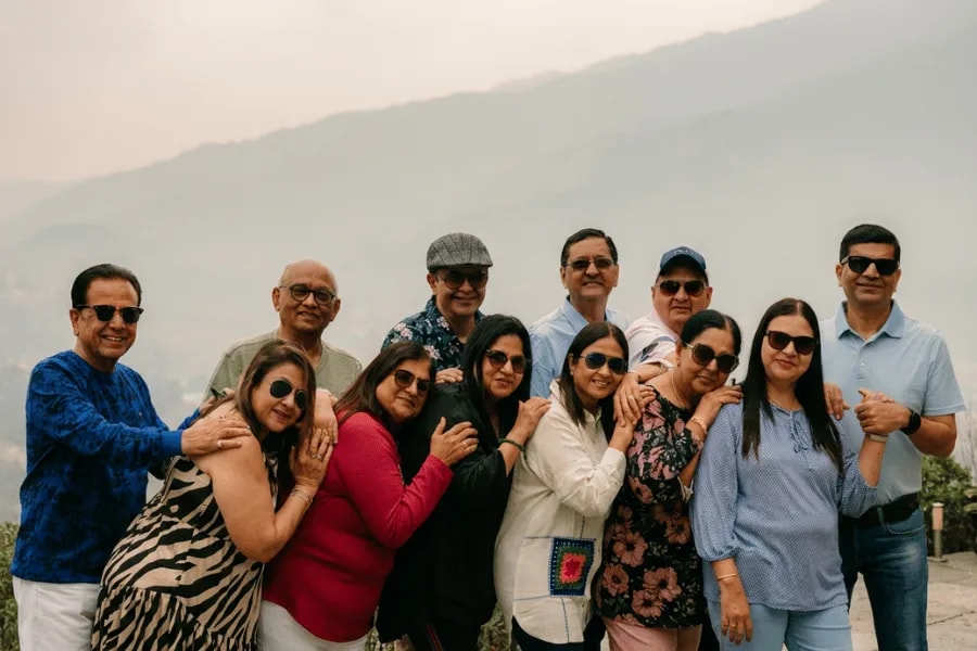 A group of customers enjoying a mountain trip together