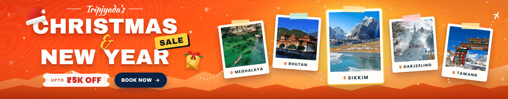 Tripjyada Christmas and New Year sale: up to ₹5,000 off holidays to Meghalaya, Bhutan, Sikkim, Darjeeling and Tawang