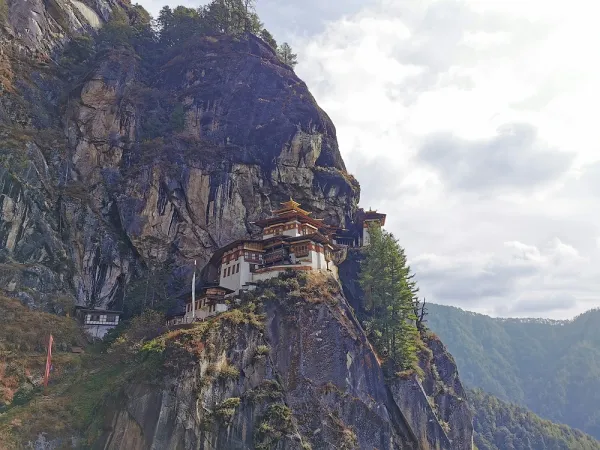 Tiger’s Nest monastery on a forested cliff in Paro, Bhutan